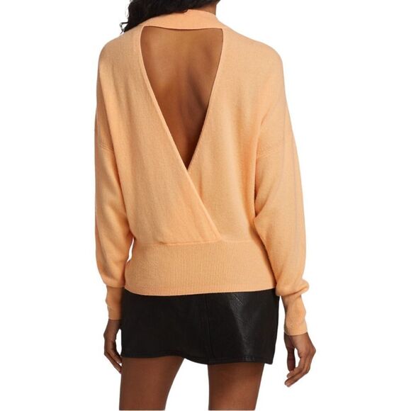 NEW A.L.C. Chiara Apricot Wool & Cashmere Mockneck Deep V Back Sweater US XS🎁 - Picture 4 of 11